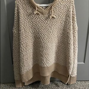 V-neck hooded sweater